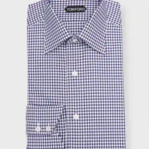 NWOT Tom Ford Blue Gingham Check Cotton Shirt 38/15